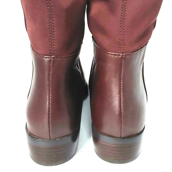 NWOB MICHAEL Michael Kors Bromley Leather Over Knee Riding Boots Sz6.5 Burgandy - Picture 8 of 8
